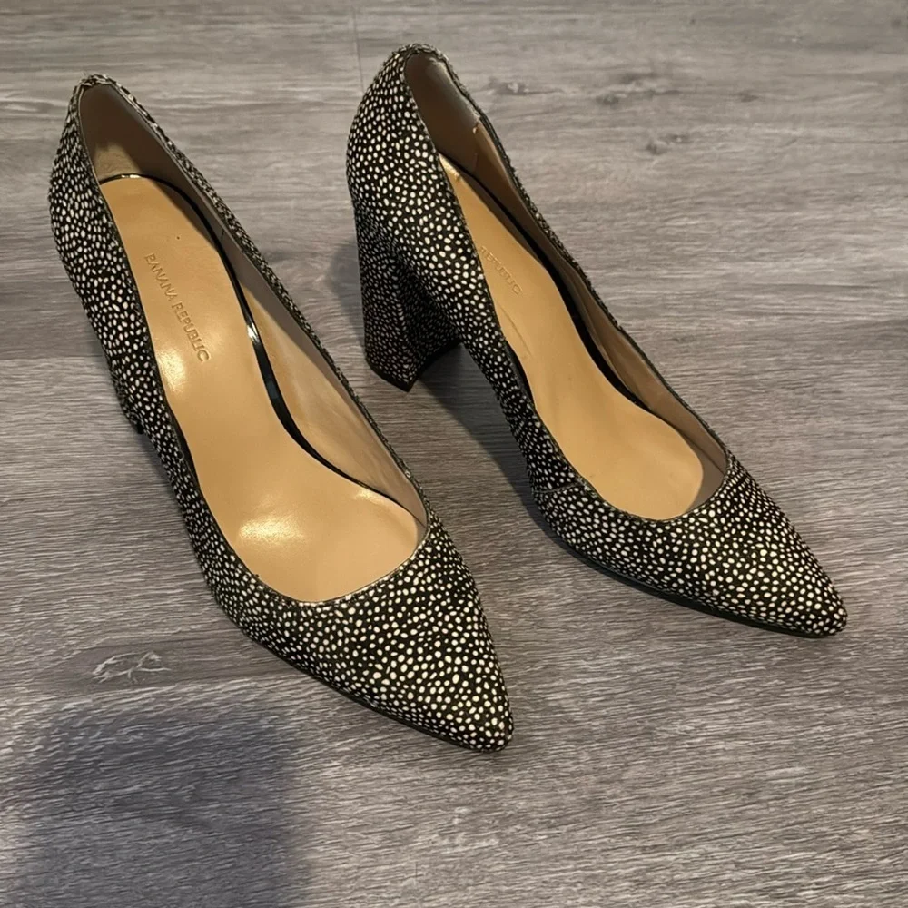 Banana Republic Real Fur Animal Print Pointed Toe Pumps